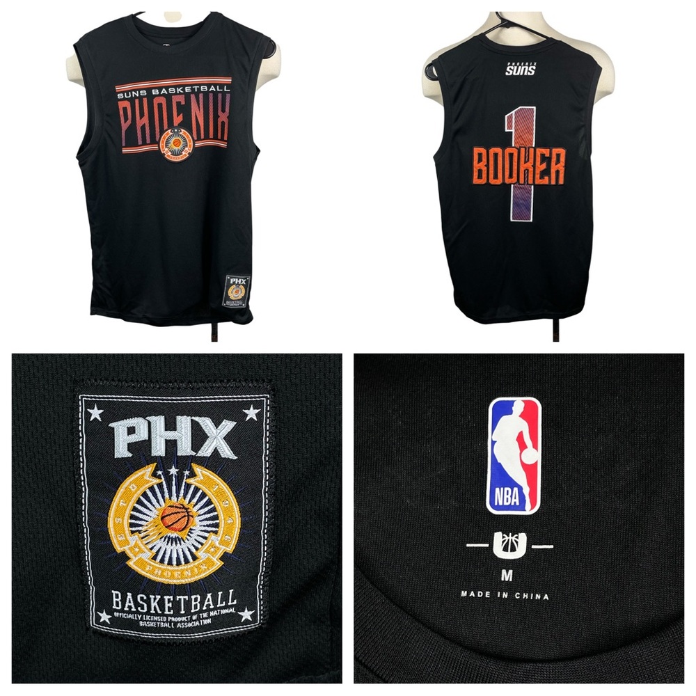 Men's Medium Devin Booker Phoenix Suns #1 Jersey Black & Orange 0278